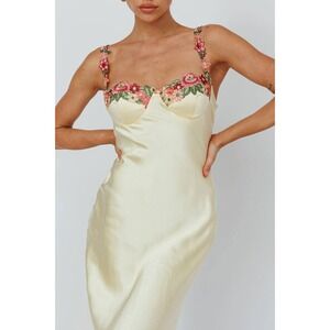 Selfie Leslie Floral Embroidered Maxi Dress Gown Sleeveless Formal Wedding Guest